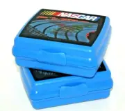 Tupperware 2 Sandwich Keepers Hinged Lunch Boxes NASCAR Holographic Blue ❤️