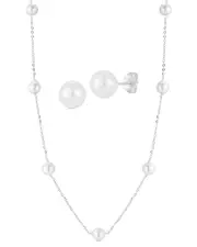 Glaze Jewelry Silver 6mm Pearl Necklace & Earrings Set