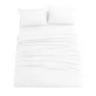 4 Piece Bed Sheet SetQueenWhite-1 Flat Sheet1 Fitted Sheet and 2 PillowcasesM...