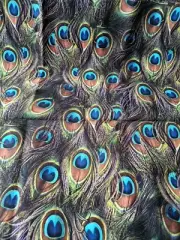 Hoffman Cotton Fabric - Peacock Feathers - 1 Yard - E-130-T