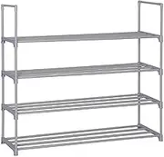 4-Tier Shoe Rack, Metal Storage Organizer Stackable Shoe Tower Standing Shelves Hold Up to 16-20 Pairs Shoes for Living Room, Entryway, Hallway and Cloakroom (Color : Gray) (Color : Gray)