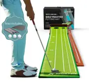 9.5FT Golf Putting Mat with Ball Return Tracks - Backyard Putting Green Kit w...