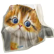 Blue Eyes Ginger Kitten Cat Throw Blanket