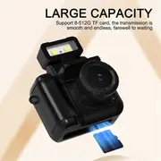 New Monoreflexes Style Mini Camera CMOS with Flash Lamp and Battery Dock Portable Video Recorder DV 1080P Black