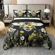 jejeloiu Sun Moon Duvet Cover 100% Cotton Full Size Death Moth Bedding Cotton...