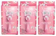 Gillette Venus ComfortGlide Women 3-Blade 1 Razor 1 Refills in ea-Pack of 3Boxes