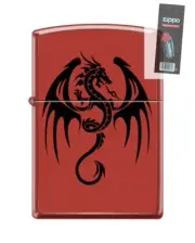 Zippo 82289 dragon tattoo fantasy wings tribal red Lighter + FLINT PACK