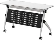 Foldable Conference Table Simple Patchwork Folding Rectangular Table With Universal Wheels Board Baffle Multifunctional Modern Desk For Conference Room Training Room(120*50cm/47.2*19.7in)