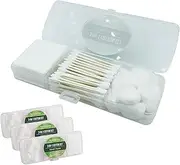 SHINEMOON Travel Portable Cotton Swabs Set:100 Cotton Swabs, 10 Cotton Pads, 10 Cotton Balls in Reusable Storage Box for Ear, Cosmetics, Makeup Remover,Nail Polish Remover(Pack of 3)