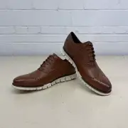 COLE HAAN Zerogrand Wingtip Oxford Shoes Men's Size 11 British Tan