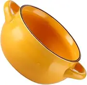 DOITOOL Porcelain Serving Bowl Ceramic Cereal Bowl Ceramic Soup Bowls with Double Handles Porcelain Onion Soup for French Onion Soup Cereal Pot Pies Stew Chill Pasta Orange Dish Soup Bowls Bowls