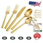 Modern 20-Piece Silverware Set Service for 4 - Dishwasher Safe Gold Finish