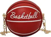 [Vseutiac] MINE MINI ROUND BALL Basketball Shaped Handbag for Athletes, red, as described