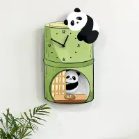 在飛比找蝦皮商城精選優惠-卡通創意熊貓搖擺裝飾掛牆鐘客廳幼兒園兒童房靜音家用時鐘掛鐘