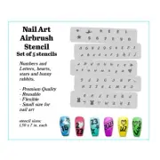 Airbrush Nail Art Design Stencil Strips SS7 - 5 pc Set Numbers, Letters
