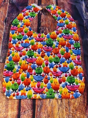 Handmade Adult Special Needs bib quilted Fruit cartoons hearts strawberry