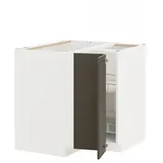 METOD corner base cabinet with carousel, white/Havstorp brown-beige, 88x88x80 cm