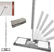 EZ SPARES Microfiber Hardwood Floor Mop,with 2 Washable Wet/Dry Pads,Stainless Steel Handle and Extension,for Home and Office Wet or Dry Floor Tile Cleaning(Gray) …