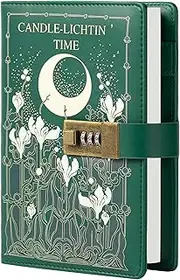 MGGAO Diary with Lock, Refillable PU Leather Diary with Lock and Key for Women Girls, B6 Secret Personal Daily Journal, Vintage Locking Diary, Moon and Flower Journal, 224 Pages Lined Journal