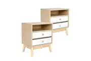2X Bedside Table Side Storage Cabinet Nightstand Bedroom 2 Drawer ANYA OAK