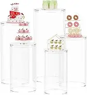 Wokceer Cylinder Pedestal Stands for Party 5Pcs Large Cylinder Tables for Parties Pedestal Display Plinth Pillars for Wedding Ceremony Birthday Party Art Decor