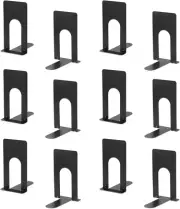 Small Book Ends Bookends Shelves Heavy Duty Metal Black Non-Skid Bookshelf Stand
