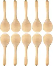 SUNCHSEN 10Pcs Maracas Hand Percussion Rattles DIY Wood Maracas with Crisp Blow Sound for Music Party Favors Durable Wood