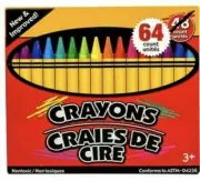 NEW JOT 64 Count Crayons Craies de Cire with sharpener built into the box