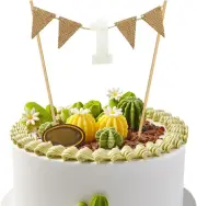Burlap One Cake Topper for Baby Shower - One Birthday Party Cake Flag - Birthday