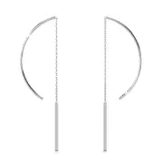 Solid 925 Sterling Silver D-Shaped Threader Earrings