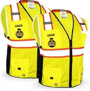 KwikSafety - Charlotte, NC - BIG KAHUNA Safety Vest [2 PACK] Class 2 ANSI OSHA Reflective High Visibility Heavy Duty Surveyor Construction Lightweight Industrial Work Gear/Yellow Medium