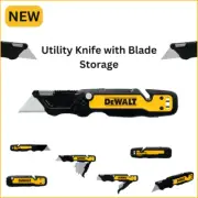DEWALT Push and Flip Folding Lock-Back Utility Knife with Blade Storage, Durable