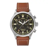 在飛比找Yahoo奇摩購物中心優惠-TIMEX 160周年刻劃時代計時皮帶腕錶-銀黑x卡其-TW