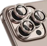 Xfilm for iPhone 16 Pro/16 Pro Max Camera Lens Protector Bling Individual Metal Glitter Ring 9H Hardness Scratchproof Protector, Stylish Phone Accessories, Case Friendly (Glitter Brown)
