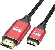 Mini HDMI to HDMI Cable 1FT, 4K HDMI to Mini HDMI Cable Short High Speed HDMI Mini to HDMI 2.0 Braided Cord 4K@60Hz, 2K, 3D for Camera, Camcorder, Tablet, Laptop, HDTV, Graphics