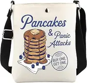 [WCGXKO] Sarcastic Gift Mental Health Messenger Bag Anxiety Merchandise Pancakes And Panic Attacks Crossbody Bag