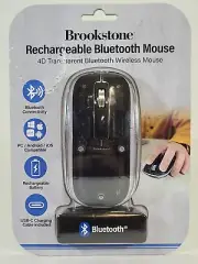 Brookstone 4D Transparent Rechargeable Bluetooth Wireless Mouse DPI Precision