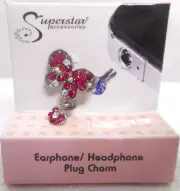 Superstar Accessry Earphone/Headphone Plug Charm Rhinestone Butterfly 3.5mm Jack