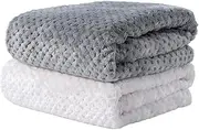 SLSON 2 Blankets Dog Blankets Cat Blankets Soft Double-Sided Pet Blankets for Sofas, Chairs, Cars, Travel and Pets Keep Warm, Machine Washable, 70 x 100 cm, Grey and White