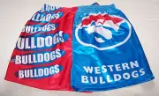 Western Bulldogs AFL Mens Blue Red Printed Satin Boxer Shorts Size M New
