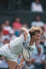 Swedish tennis player Stefan Edberg pictured in action during pro - Old Photo 1