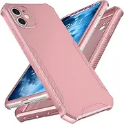 ORETech Designed for iPhone 11 Case with [2 x Tempered Glass Screen Protector] [Full Camera Lens Protection] Square Edge Shockproof Soft TPU+Hard PC Anti-Slip Case for iPhone 11 Case-6.1" Rosegold