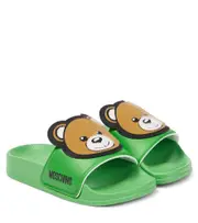 [Moschino Kids] Moschino Kids Logo rubber slides UK 0 green