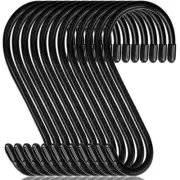 12 Pack 6" Heavy Duty S Hooks – Vinyl Coated Non-Slip Metal Hangers (Black)