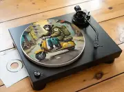 Mod Parka Scooter Monkey Felt Record Player Turntable Slipmat Mat, Rockabilly