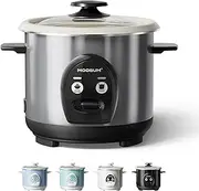 [Moosum] Rice Cooker with One Touch,0.6L-3 cup,For 1-3 People,Fast Cooking Without Burning,Removable Non-Stick Coating incl,Keep-Warm 24h, Silver