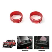 2X Audio CD Adjustment Switch Knob Cover Trim Ring For Jeep Renegade 2015-18 (for: Jeep)