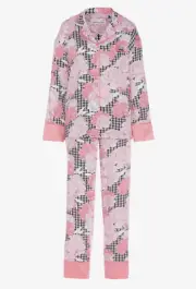 NEW PETER ALEXANDER PINK ROSES FLORAL PJ TOP + PANTS SET SMALL S RP$119 VISCOSE