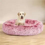 Pawz Dog Calming Bed Warm Soft Pet Plush Nest Washbale Removable Cover Pink XXL