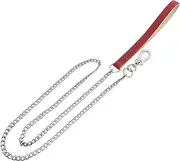 BESPORTBLE Stainless Steel Pet Lead Rope with Padded Leather Handle Heavy Duty Dog Leash for Training Walking Outdoor Use Durable Comfortable Wide Long